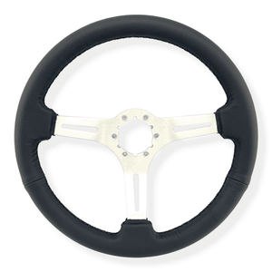 Tomu Akagi Black Leather and Silver Steering Wheel - Tomu-Store.com