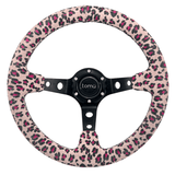 Tomu Cheetah Pink Suede Steering Wheel - Tomu-Store.com