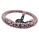 Tomu Cheetah Pink Suede Steering Wheel - Tomu-Store.com