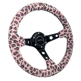 Tomu Cheetah Pink Suede Steering Wheel - Tomu-Store.com