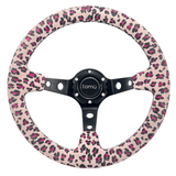 Tomu Cheetah Pink Suede Steering Wheel - Tomu-Store.com