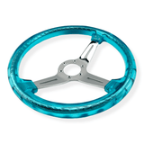 Tomu Chrome & Blue Twister Steering Wheel - Tomu-Store.com