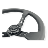 Tomu Ebisu Black Spoke with Black Leather Steering Wheel - Tomu-Store.com