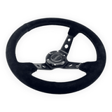 Tomu Ebisu Black Spoke with Black Suede Steering Wheel - Tomu-Store.com
