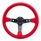 Tomu Ebisu Black Spoke with Red Leather Steering Wheel - Tomu-Store.com