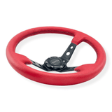 Tomu Ebisu Black Spoke with Red Leather Steering Wheel - Tomu-Store.com