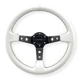 Tomu Ebisu Black Spoke with White Leather Steering Wheel - Tomu-Store.com