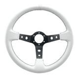 Tomu Ebisu Black Spoke with White Leather Steering Wheel - Tomu-Store.com