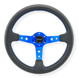 Tomu Ebisu Blue Spoke with Black Leather Steering Wheel - Tomu-Store.com