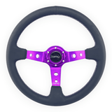 Tomu Ebisu Magenta Spoke with Black Leather Steering Wheel - Tomu-Store.com