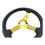Tomu Fuji Black Perforated Leather with Gold Spoke Steering Wheel - Tomu-Store.com