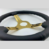 Tomu Fuji Black Perforated Leather with Gold Spoke Steering Wheel - Tomu-Store.com