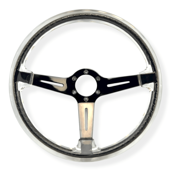 Tomu Black Chrome & Clear Twister Steering Wheel - Tomu-Store.com