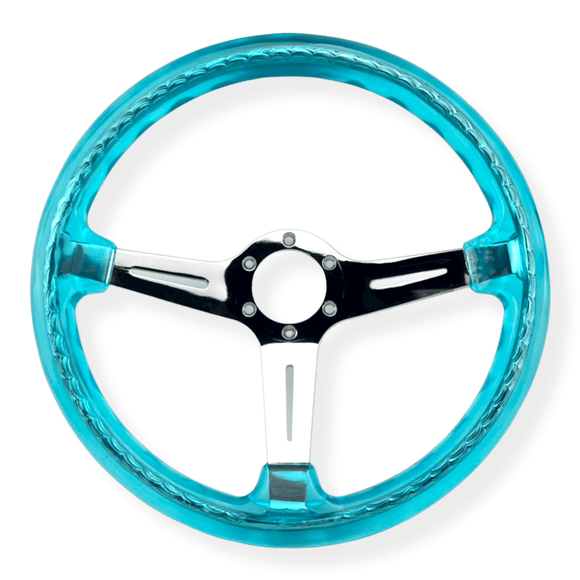 Tomu Chrome & Blue Twister Steering Wheel - Tomu-Store.com