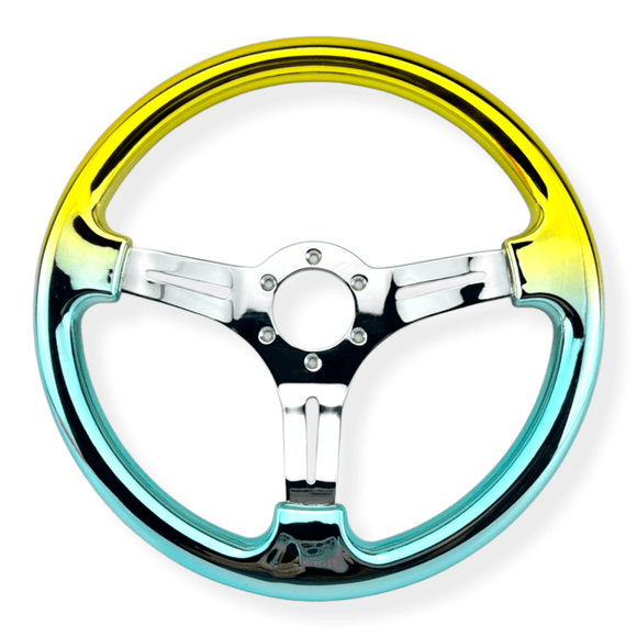 Tomu Gold & Green Chrome with Chrome Spoke Steering Wheel - Tomu-Store.com