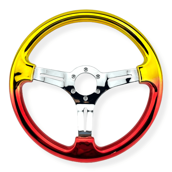 Tomu Gold and Red Chrome with Chrome Spoke Steering Wheel - Tomu-Store.com