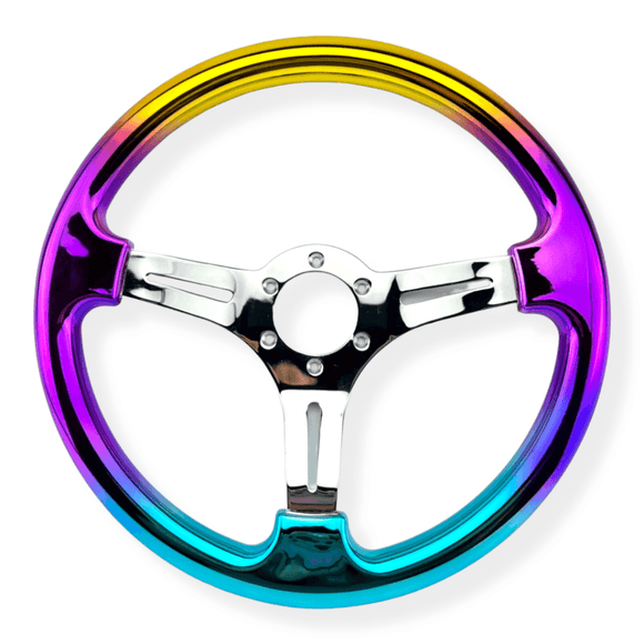 Tomu Gold, Pink & Blue Chrome with Chrome Spoke Steering Wheel - Tomu-Store.com