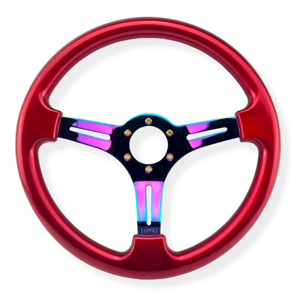 Tomu Hakone Candy Red with Neo Chrome Spoke Steering Wheel - Tomu-Store.com