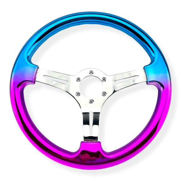 Tomu Pink and Blue Chrome with Chrome Spoke Steering Wheel - Tomu-Store.com