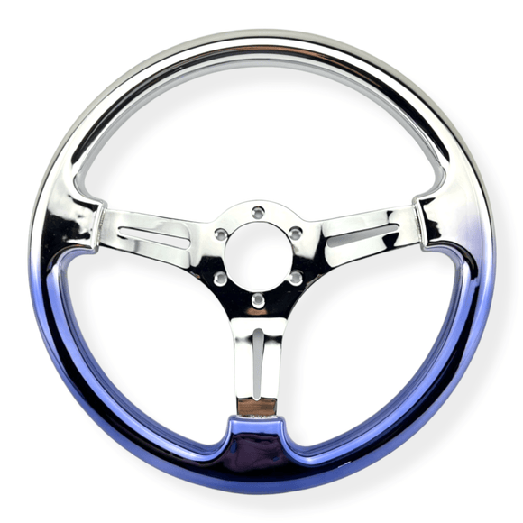 Tomu Silver and Blue Chrome with Chrome Spoke Steering Wheel - Tomu-Store.com