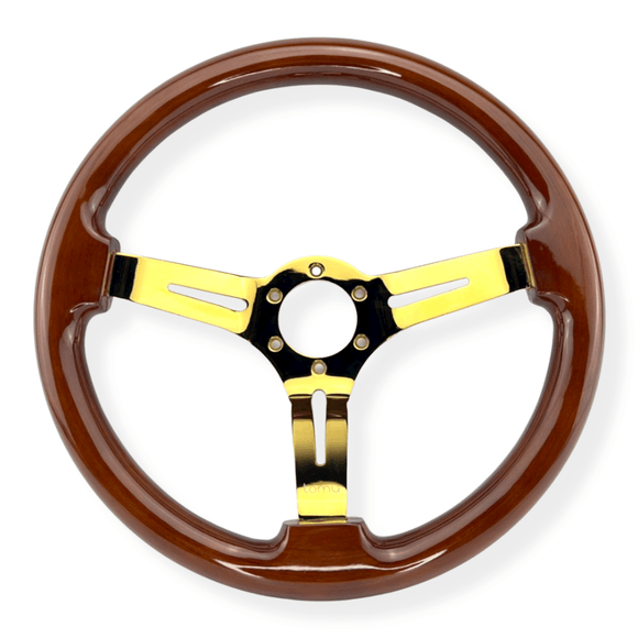 Tomu Sugo Wood with Gold Spoke Steering Wheel - Tomu-Store.com